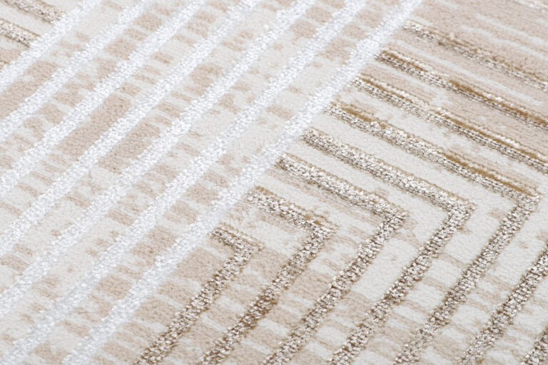 Area Rug Crystal Round Beige Brown Cream Stripes