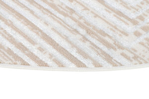 Area Rug Crystal Round Beige Brown Cream Stripes