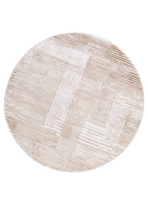Area Rug Crystal Round Brown Beige Cream Stripes