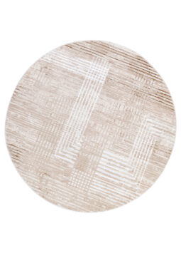 Area Rug Crystal Round Brown Beige Cream Stripes