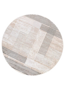 Area Rug Crystal Round Grey Beige Cream Stripes