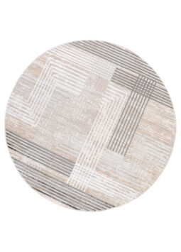 Area Rug Crystal Round Grey Beige Cream Stripes