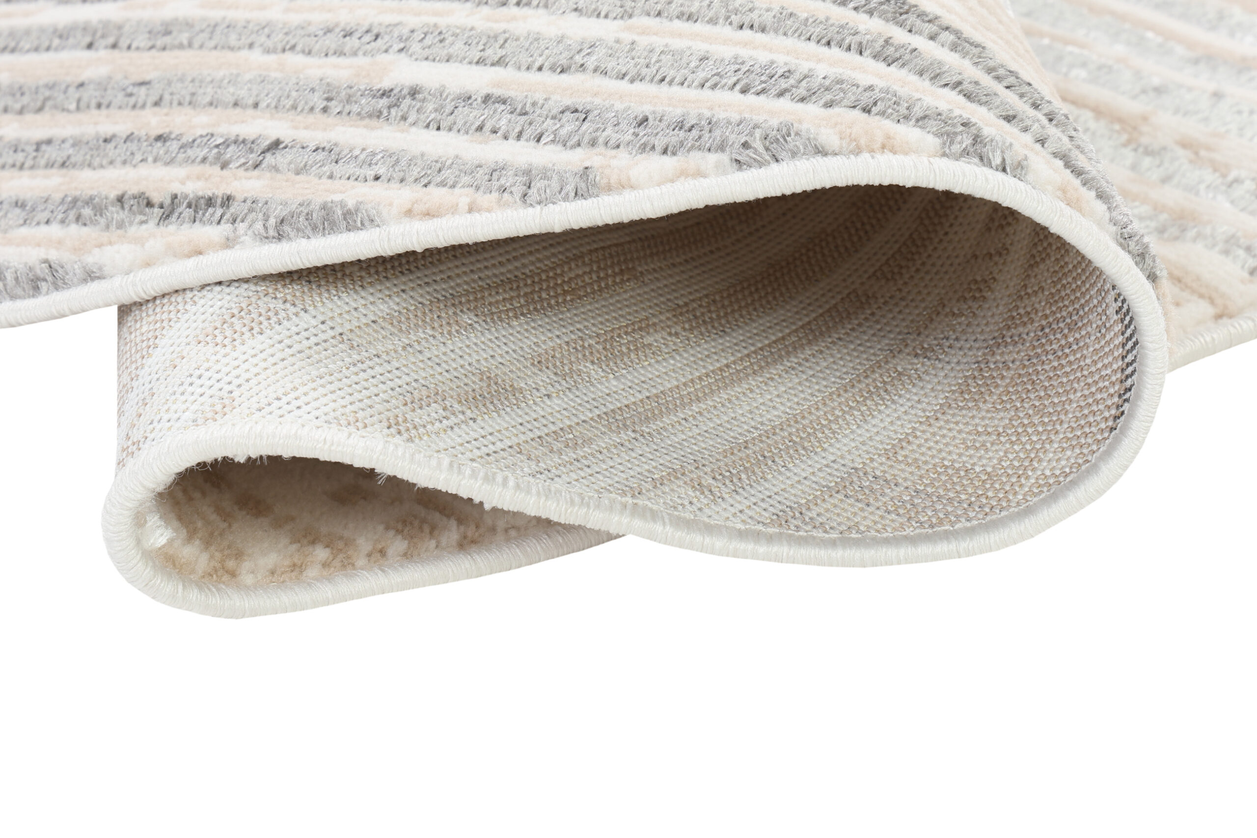 Area Rug Crystal Round Grey Beige Cream Stripes