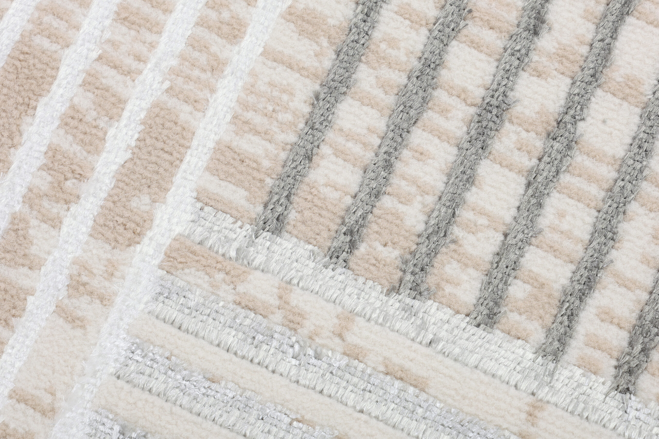 Area Rug Crystal Round Grey Beige Cream Stripes