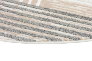 Area Rug Crystal Round Grey Beige Cream Stripes