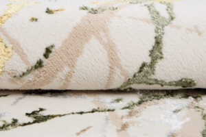 Area Rug Crystal Round Green Cream Abstract Marble