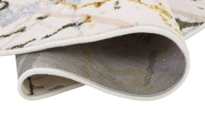 Area Rug Crystal Round Green Cream Abstract Marble