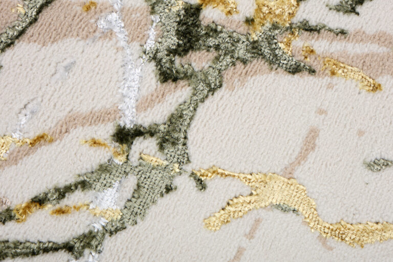 Area Rug Crystal Round Green Cream Abstract Marble