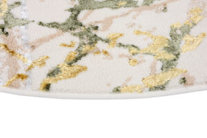 Area Rug Crystal Round Green Cream Abstract Marble
