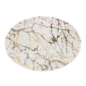 Area Rug Crystal Round Green Cream Abstract Marble