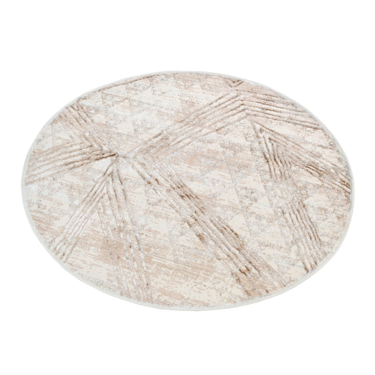 Area Rug Crystal Round Cream Brown Flecked Lines