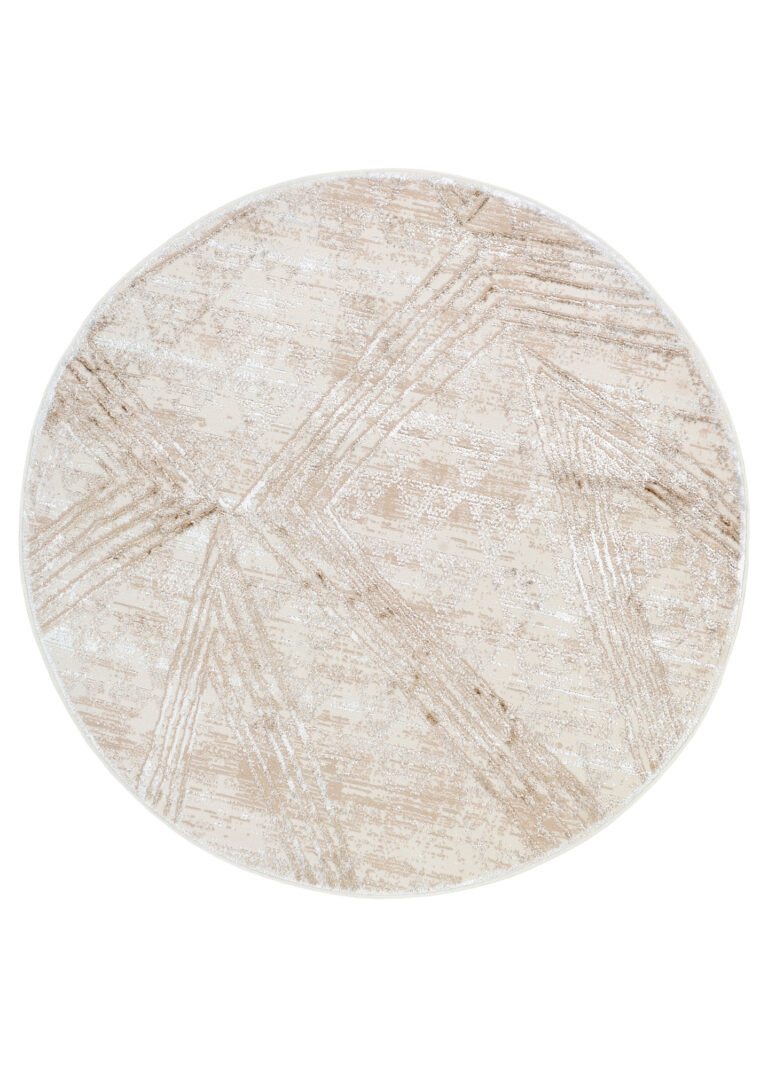 Area Rug Crystal Round Cream Brown Flecked Lines