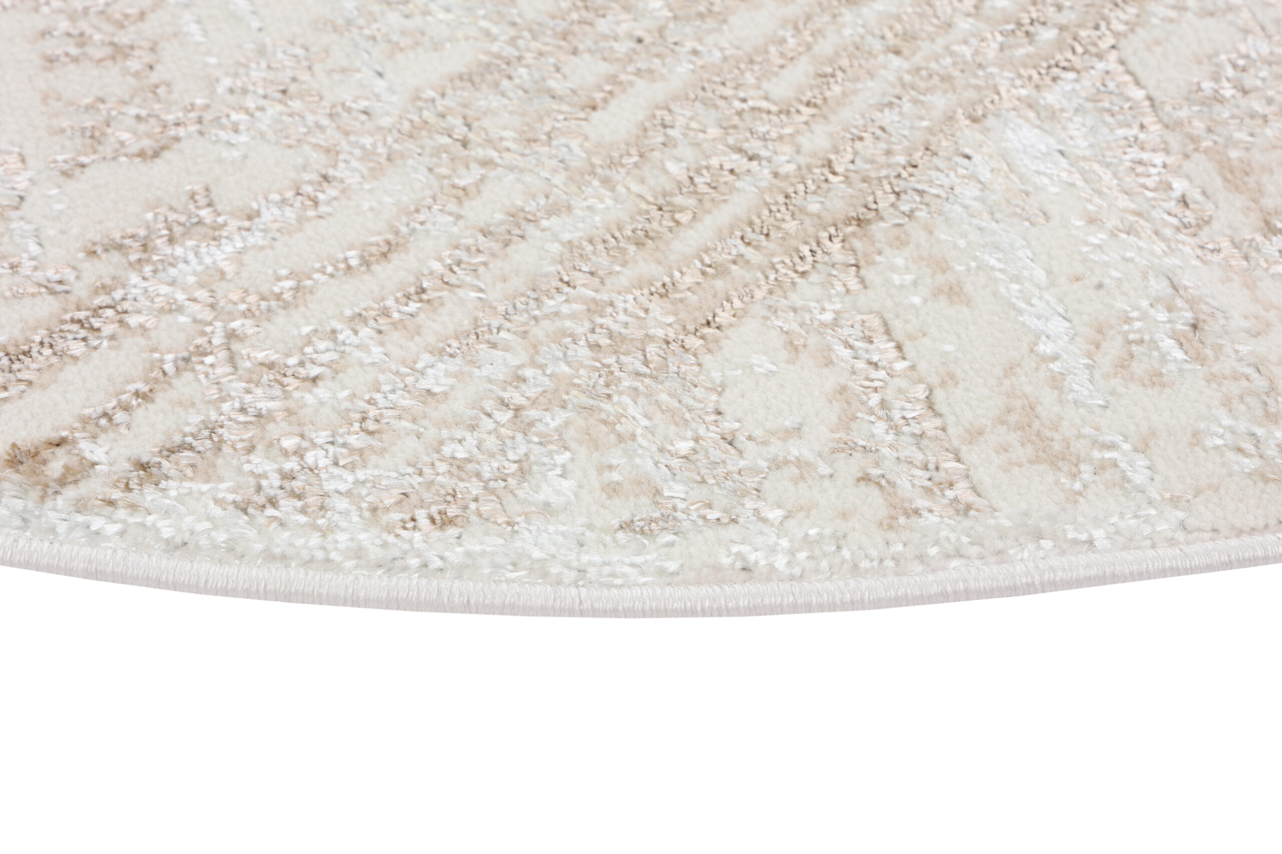 Area Rug Crystal Round Cream Brown Flecked Lines