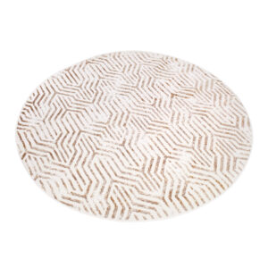 Area Rug Crystal Round Brown Cream Beige Lines
