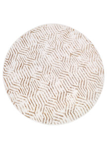 Area Rug Crystal Round Brown Cream Beige Lines