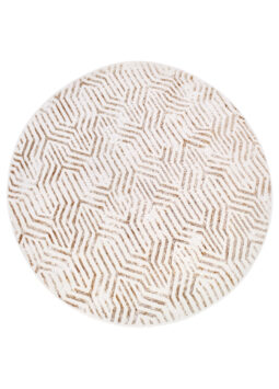 Area Rug Crystal Round Brown Cream Beige Lines