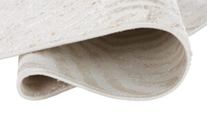 Area Rug Crystal Round Brown Cream Beige Lines