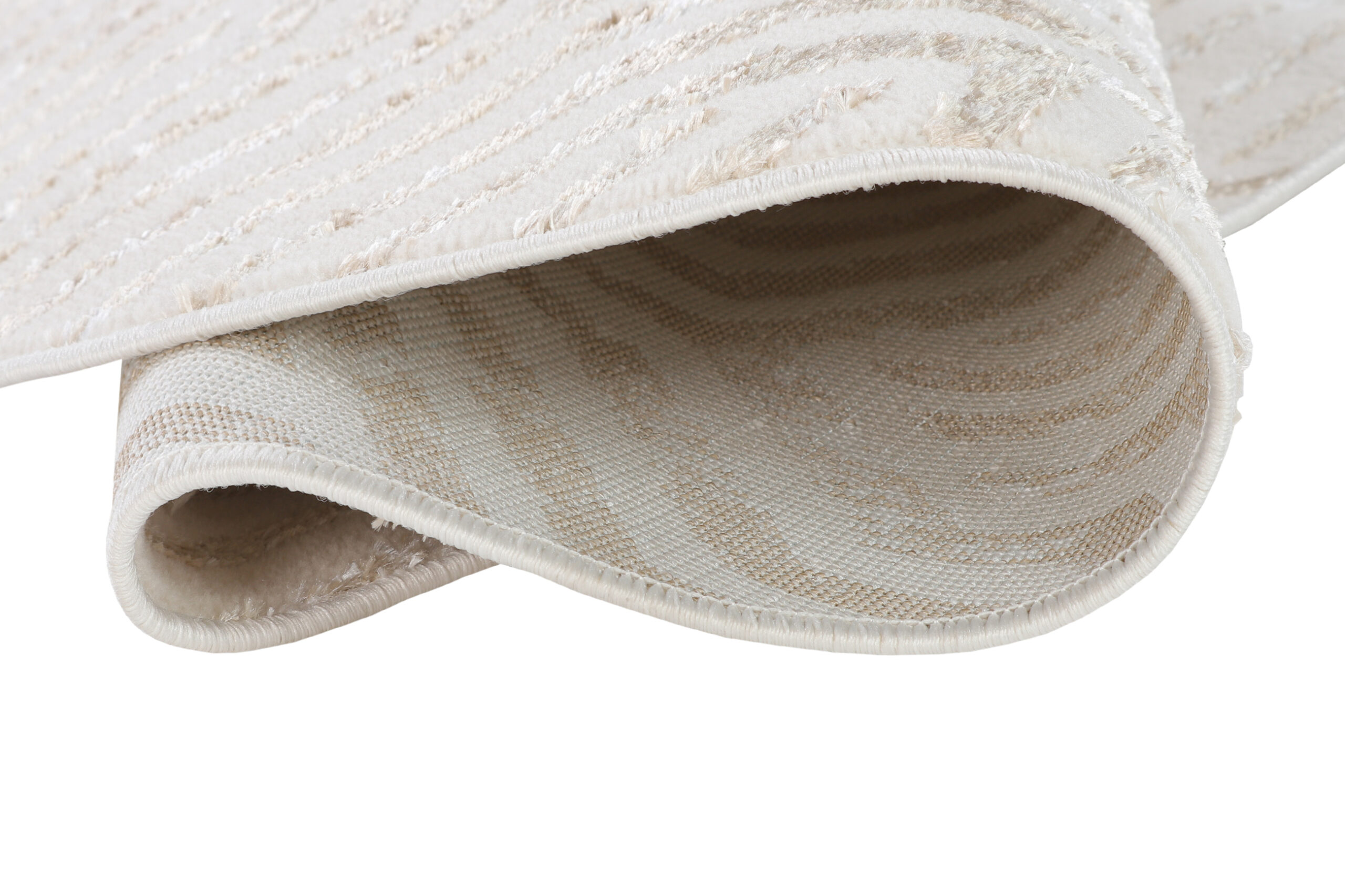 Area Rug Crystal Round Brown Cream Beige Lines