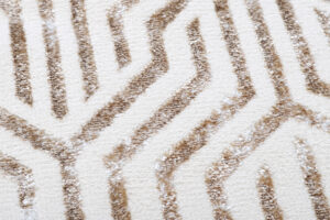 Area Rug Crystal Round Brown Cream Beige Lines