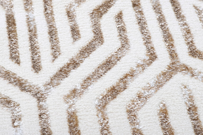 Area Rug Crystal Round Brown Cream Beige Lines