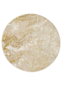 Area Rug Crystal Round Beige Gold Cream Marble