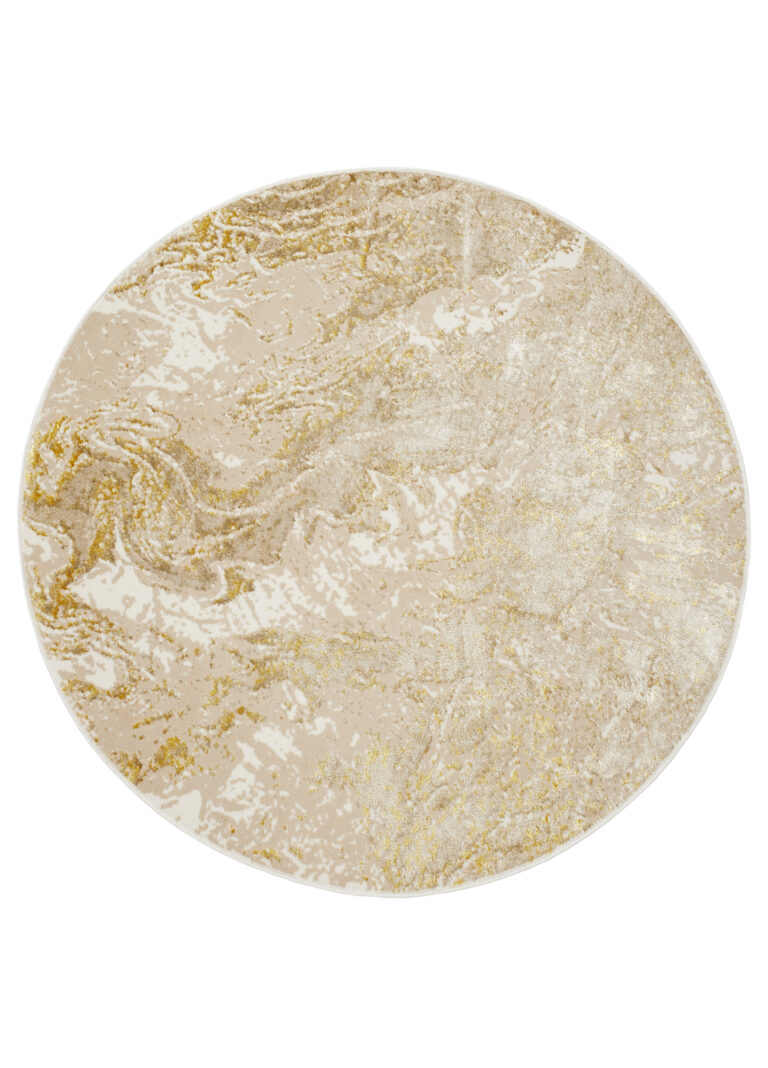 Area Rug Crystal Round Beige Gold Cream Marble