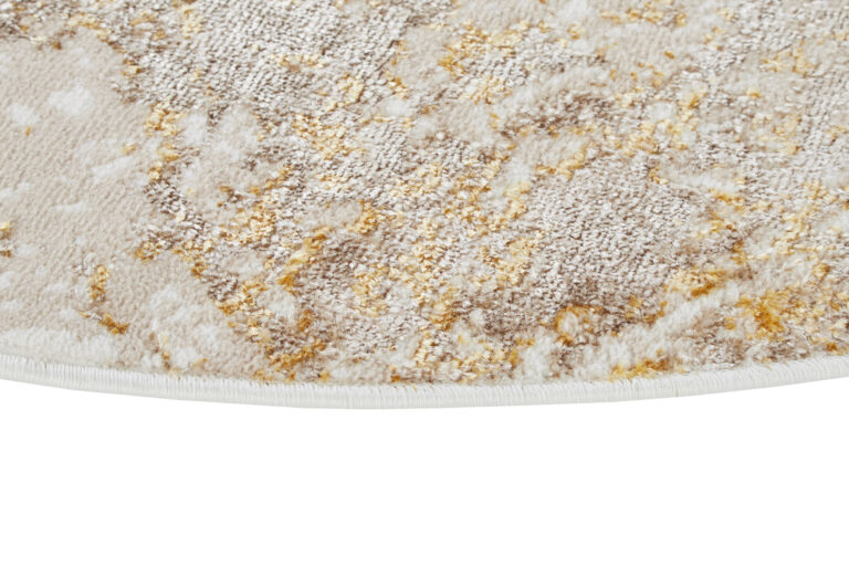 Area Rug Crystal Round Beige Gold Cream Marble