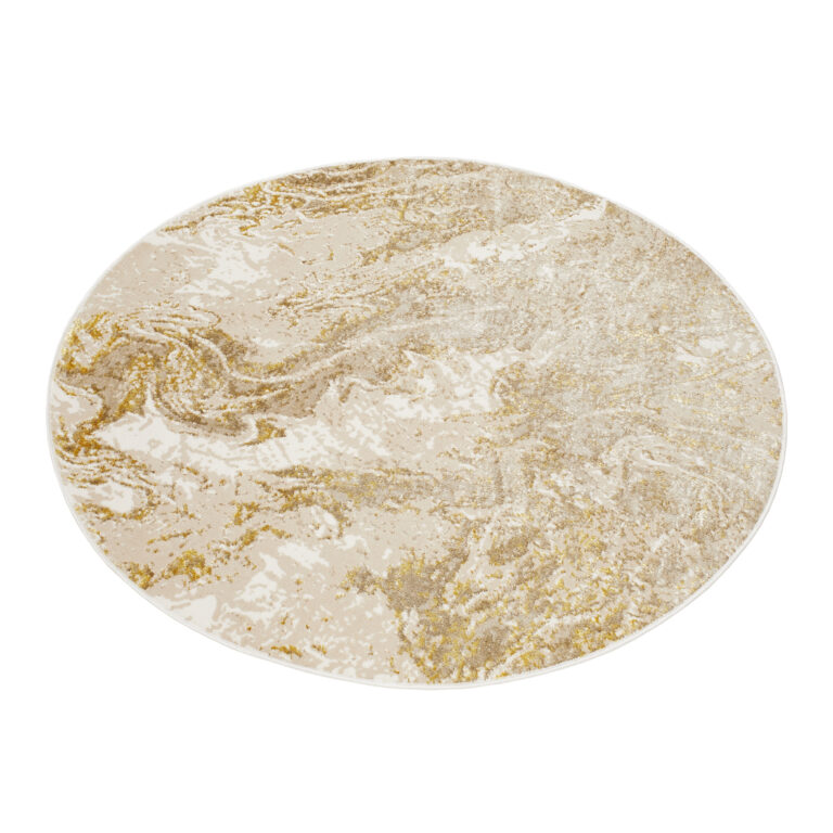 Area Rug Crystal Round Beige Gold Cream Marble