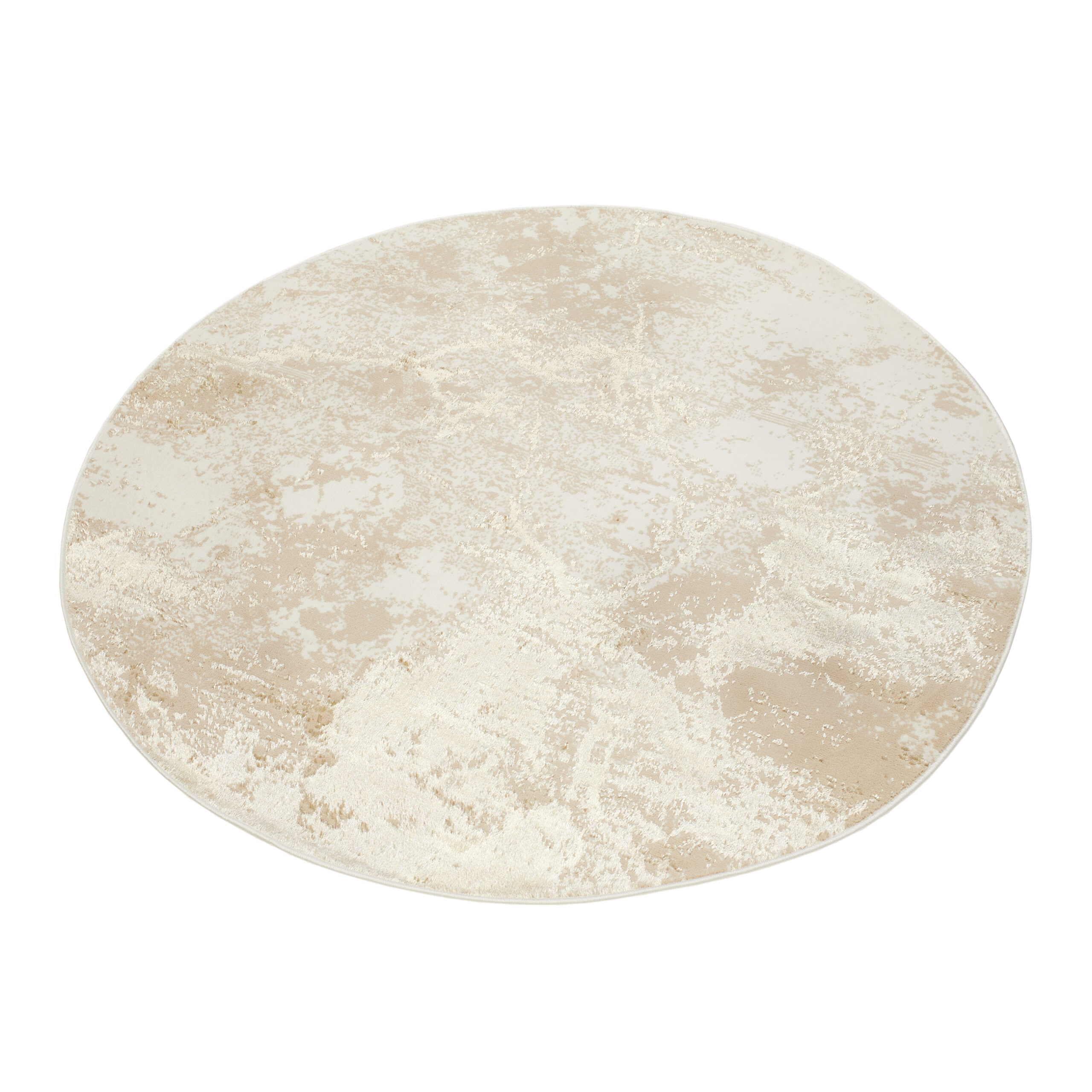 Area Rug Crystal Round Brown Beige Marble