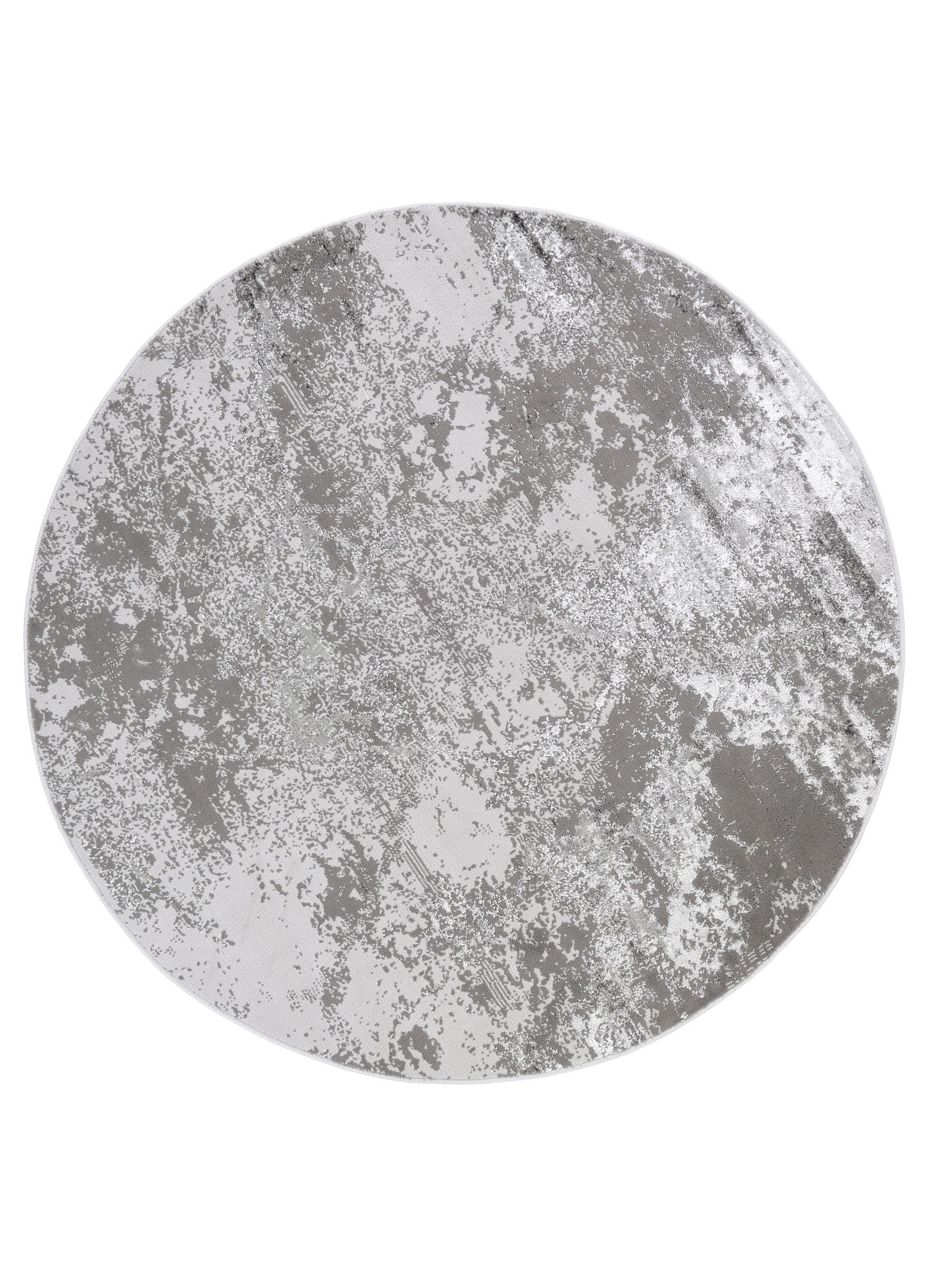 Area Rug Crystal Round Light Grey Marble