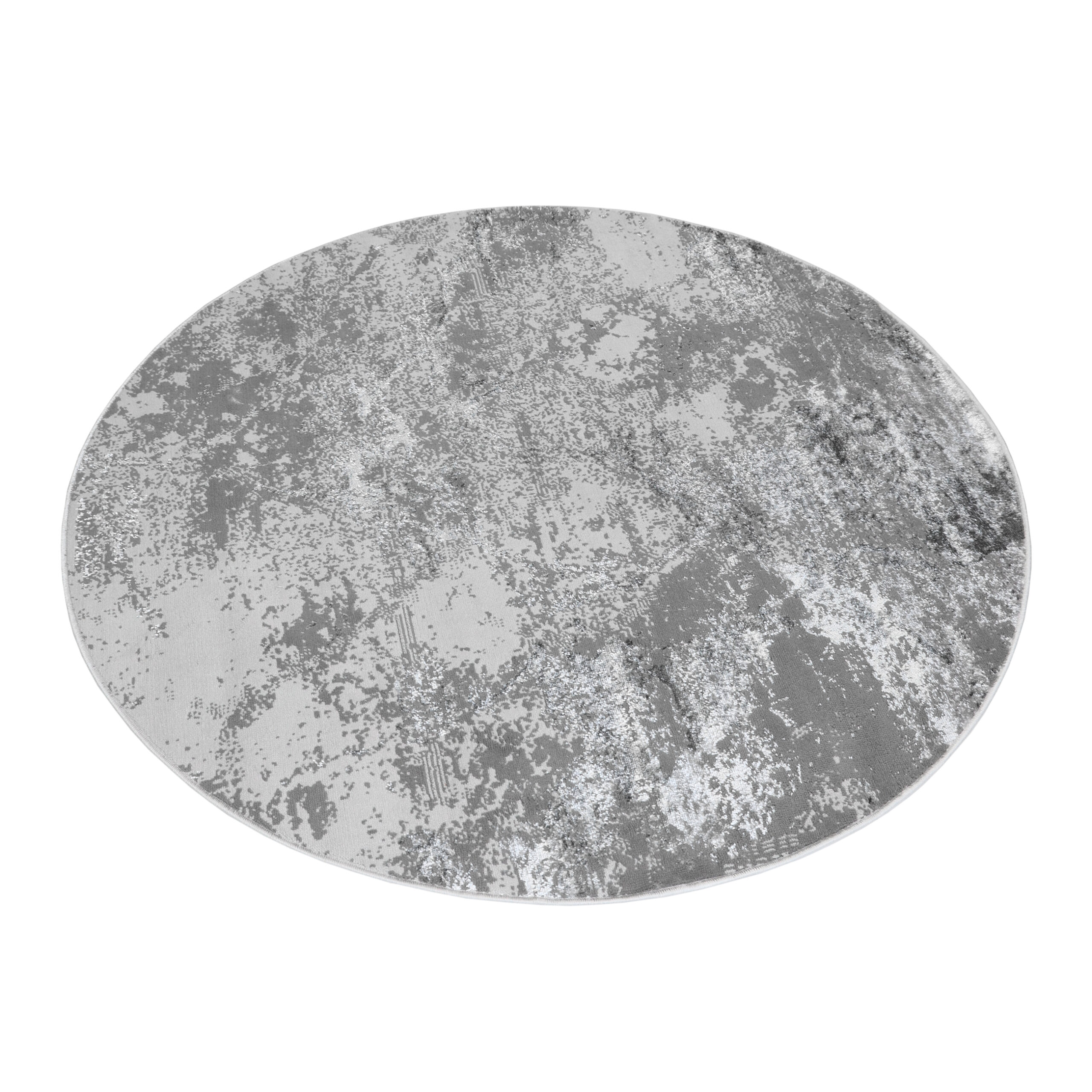Area Rug Crystal Round Light Grey Marble