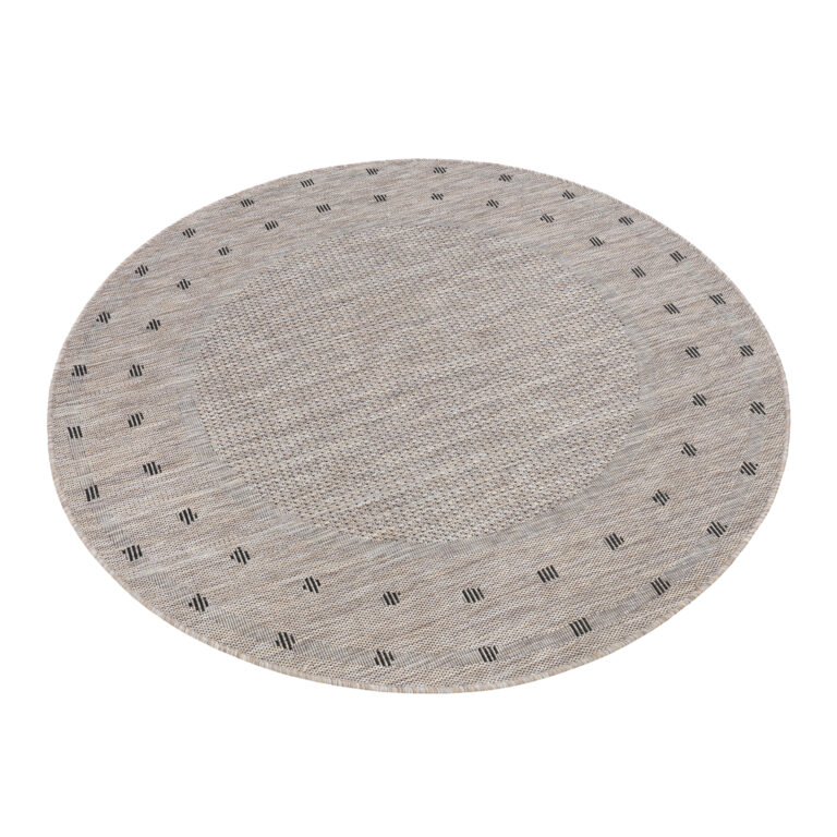 Area Rug Melissa Round Brown Frame Indoor Outdoor