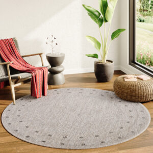 Area Rug Melissa Round Brown Frame Indoor Outdoor