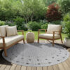 Area Rug Melissa Round Grey Frame Indoor Outdoor