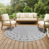 Area Rug Melissa Round Grey Frame Indoor Outdoor