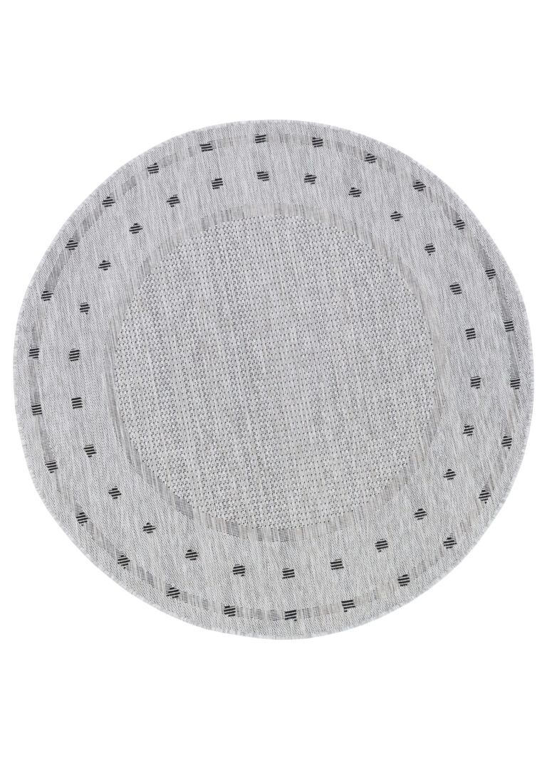 Area Rug Melissa Round Grey Frame Indoor Outdoor