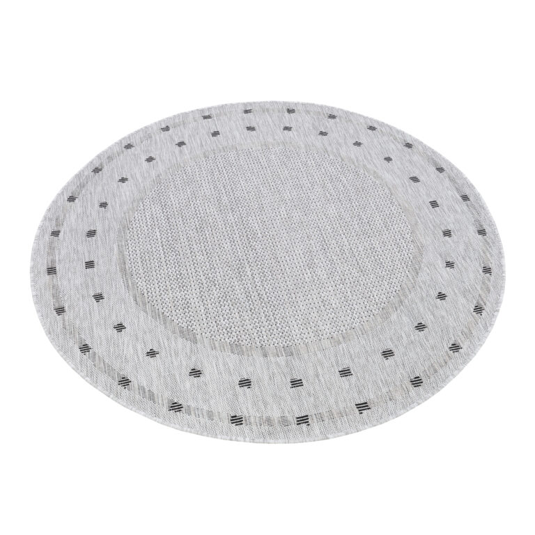 Area Rug Melissa Round Grey Frame Indoor Outdoor