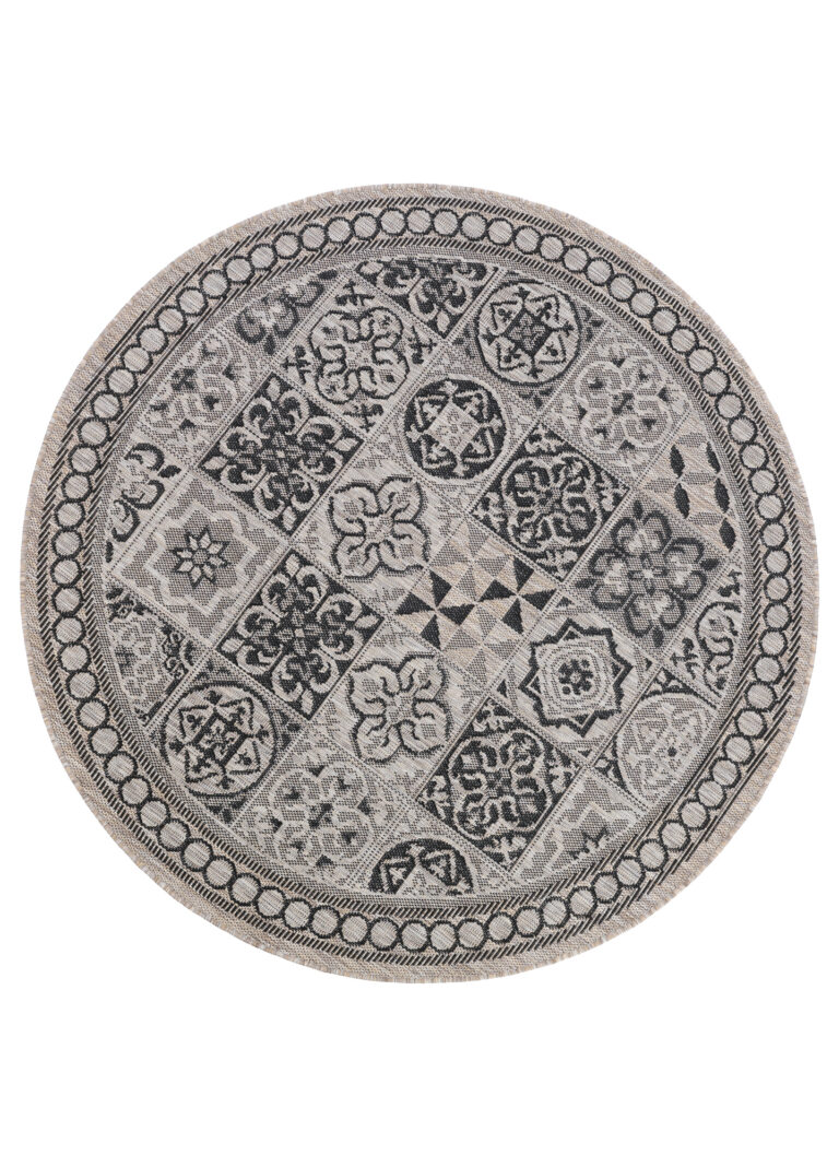 Area Rug Melissa Round Brown Black Mosaic Indoor Outdoor