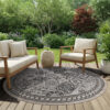 Area Rug Melissa Round Brown Black Mosaic Indoor Outdoor