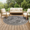 Area Rug Melissa Round Brown Black Mosaic Indoor Outdoor