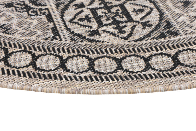 Area Rug Melissa Round Brown Black Mosaic Indoor Outdoor