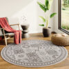 Area Rug Melissa Round Brown Black Mosaic Indoor Outdoor