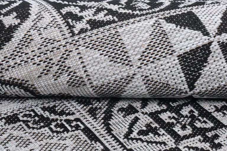 Area Rug Melissa Round Grey Black Mosaic Indoor Outdoor