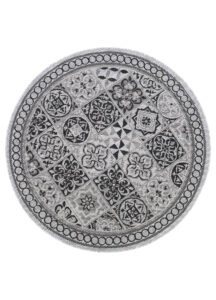 Area Rug Melissa Round Grey Black Mosaic Indoor Outdoor