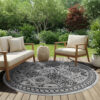 Area Rug Melissa Round Grey Black Mosaic Indoor Outdoor