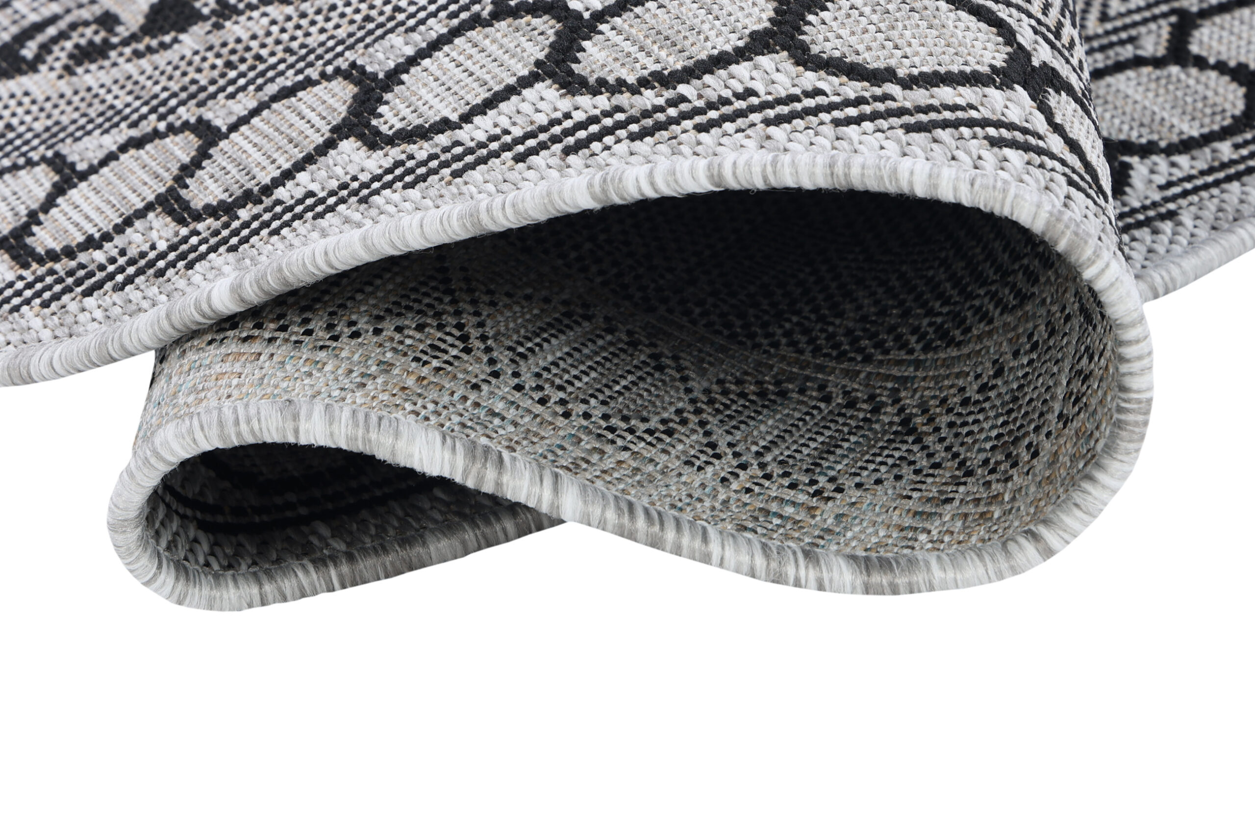 Area Rug Melissa Round Grey Black Mosaic Indoor Outdoor