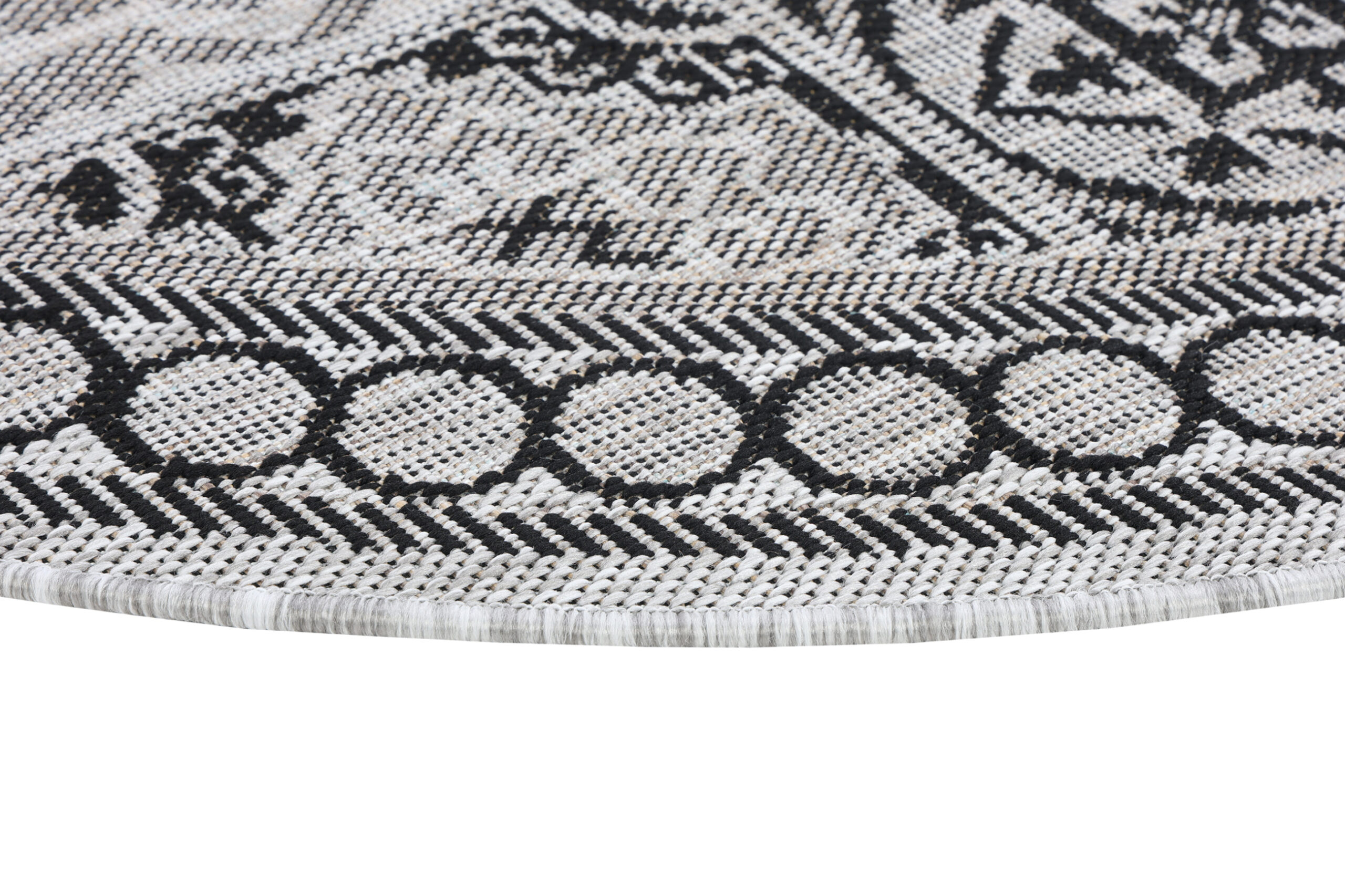 Area Rug Melissa Round Grey Black Mosaic Indoor Outdoor