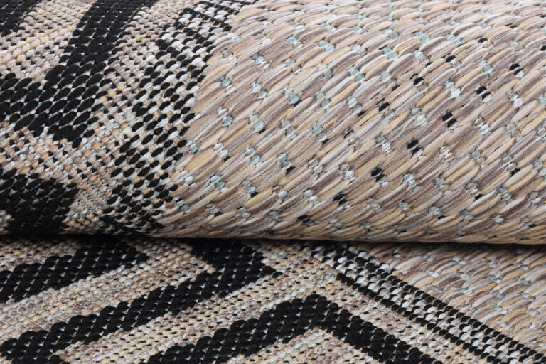 Area Rug Melissa Round Brown Black ZigZag Indoor Outdoor