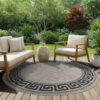 Area Rug Melissa Round Brown Black ZigZag Indoor Outdoor