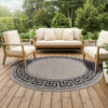 Area Rug Melissa Round Brown Black ZigZag Indoor Outdoor
